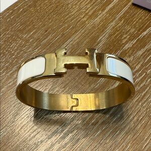 Gold and White Hermes Style Bracelet